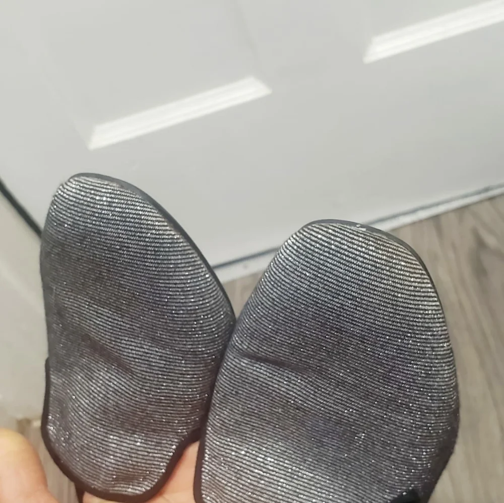 Com + Sens Womens Black Silver Metallic Loafers Slip On Flats Size 6.5 🌴